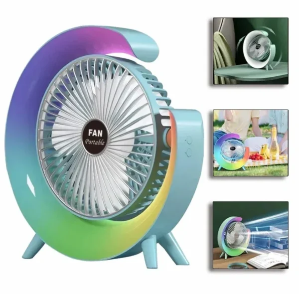 RGB Rechargeable Fan With 7 Colors LED Light