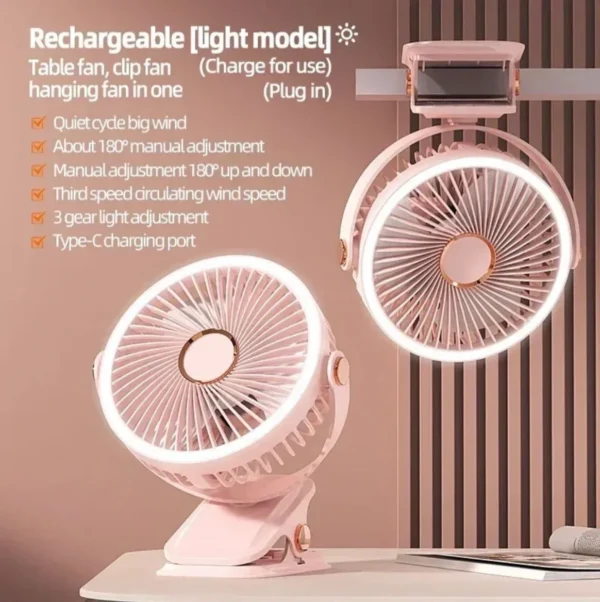 8000Mah Desktop Fan With LED Light - Image 4