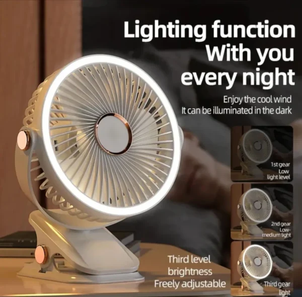 8000Mah Desktop Fan With LED Light